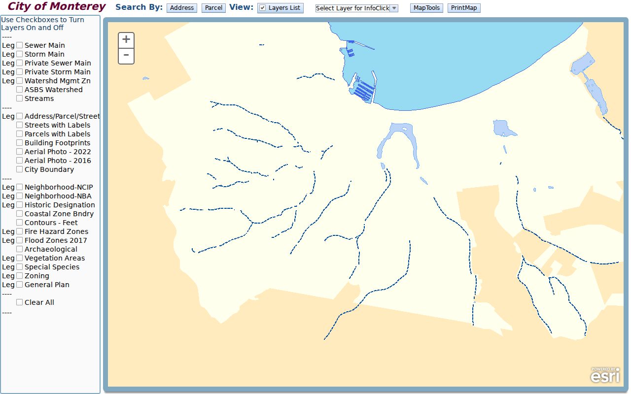 Monterey County street directory City of Monterey engineering GIS